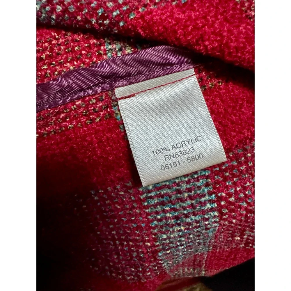 Vintage Christopher & Banks Red Plaid‎ Textured Button Up Jacket Women's L